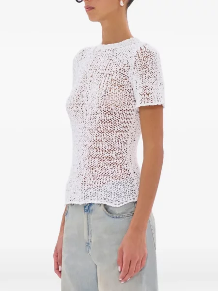 Scurt tricou Haikure tricotate alb