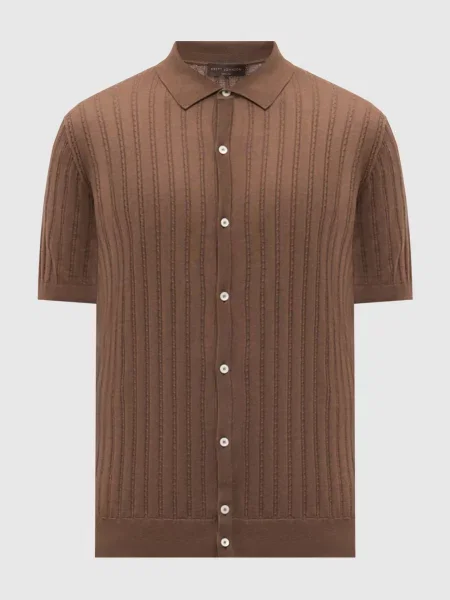 Кардиган із шовком з коротким рукавом Brett Johnson коричневий