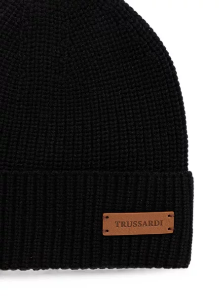 Căciulă Trussardi tricotate cu autograf negru