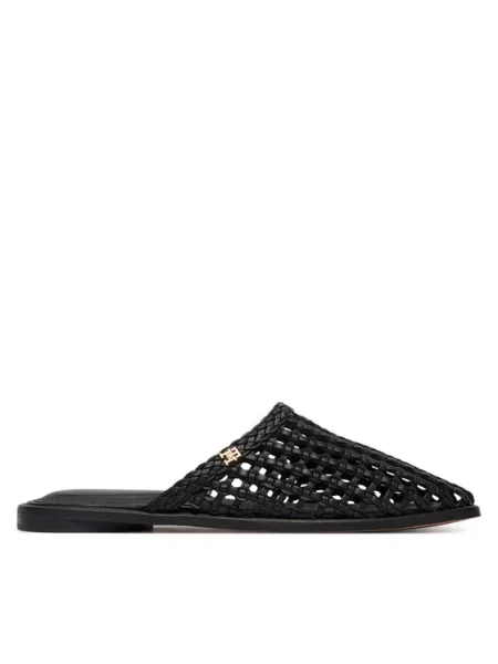 Papuci tip mules Tommy Hilfiger negru