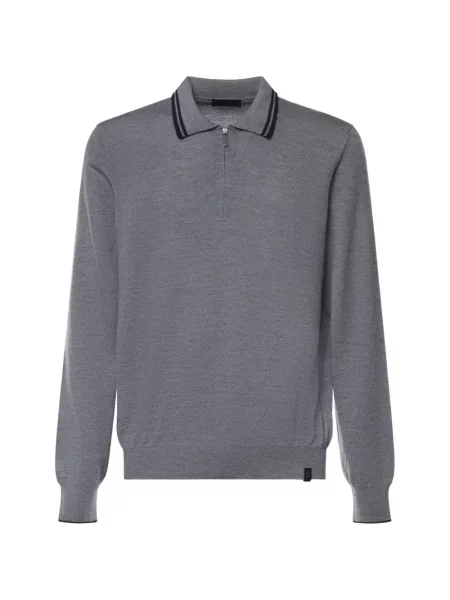 Tricou polo Fay de lână gri