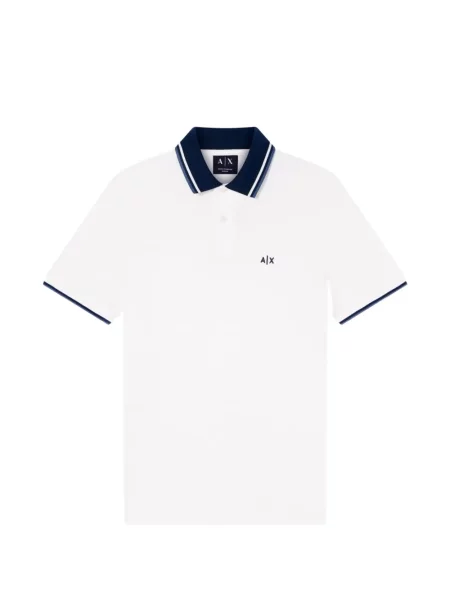 Tricou polo Armani Exchange cu autograf alb