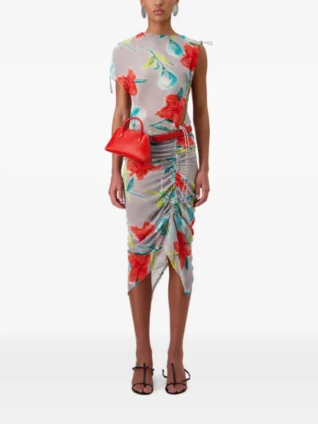 Rochie midi Coperni de mătase cu model floral cu imagine gri