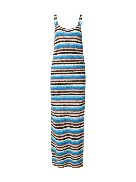 TOPSHOP Rochie tricotat CAJSA crem / azuriu / ciocolatiu negru