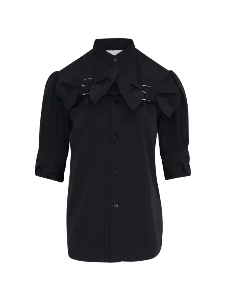 Bluză Noir Kei Ninomiya cu funde cu cataramă negru