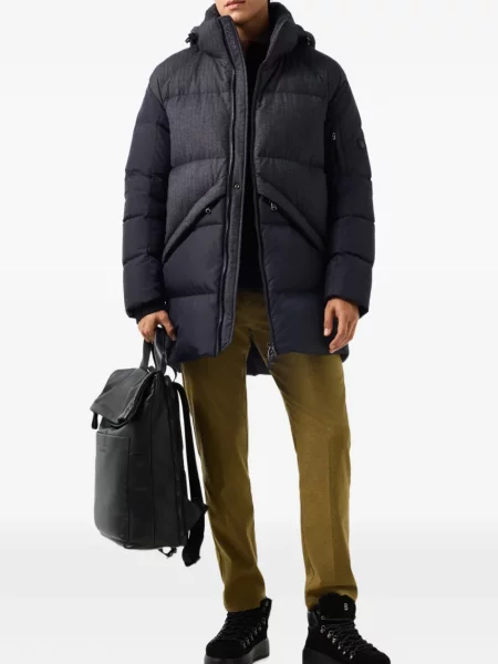 Matlasat palton Bogner cu model herringbone albastru
