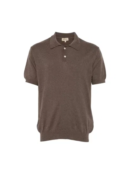 Dzianinowa koszulka polo Woolrich brązowa