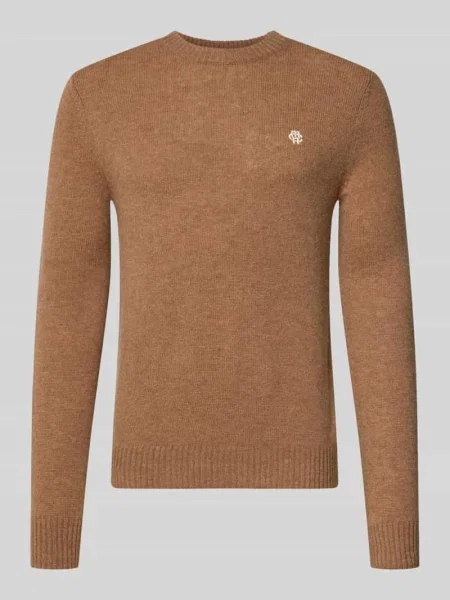 Sweter z dzianiny krój slim fit z czystej wełny z wyhaftowanym logo Mcneal