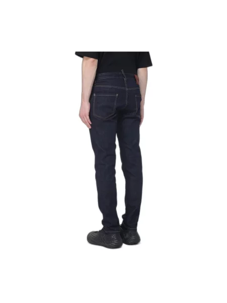 Jeansy Dsquared2 ze stretchu typu teddy niebieskie