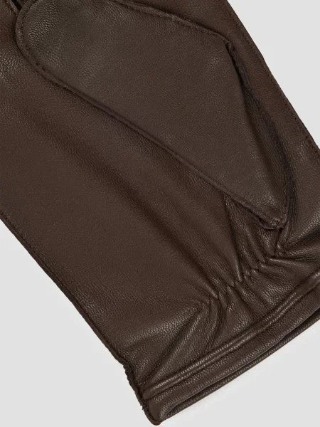 Шкіряні рукавички Boss коричневі