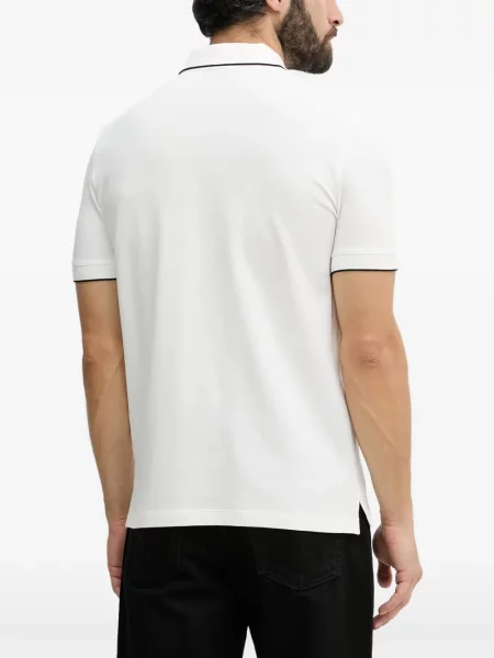Tricou polo Armani Exchange cu autograf alb