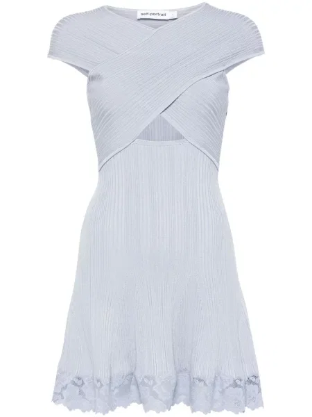 Rochie mini Self-portrait din dantelă de costum albastru