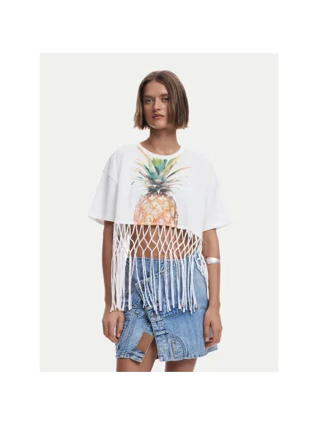 Desigual T-Shirt Εκρού Regular Fit
