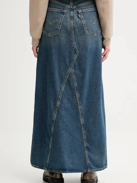 Levi's fustă jeans marin maxi drept albastru
