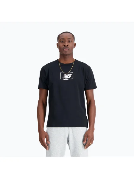 Olcsóbban. Férfi póló New Balance Essentials Logo black. Méret: L fekete