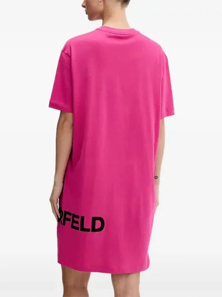 Rochie din denim Karl Lagerfeld Jeans roz