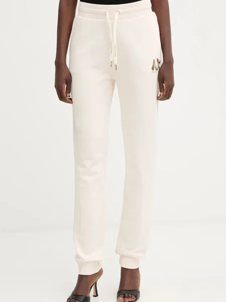 Armani Exchange pantaloni de trening din cu imprimeu bej