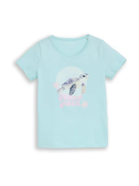 TOM TAILOR Tricou albastru deschis / mov deschis / roz deschis / murdar alb