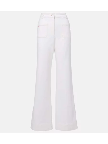 Blugi Victoria Beckham cu talie înaltă alb