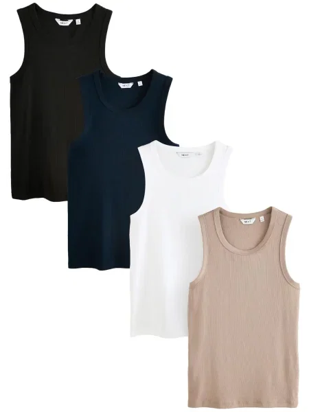 Next Tricou bleumarin / maro / negru alb