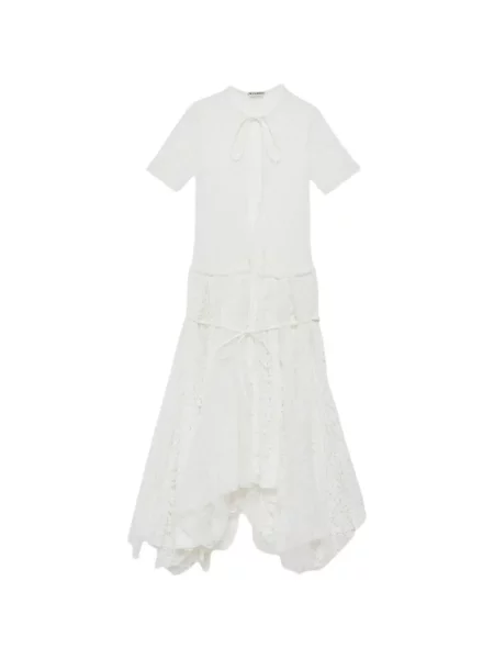 Rochie midi Jw Anderson asimetrică din dantelă alb