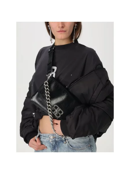 Lniany portfel Balenciaga czarny