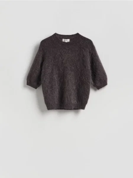 Reserved Mohérový sveter tmavosivá