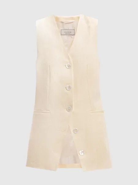 Жилет з льоном з брендовим патчем Peserico жовтий
