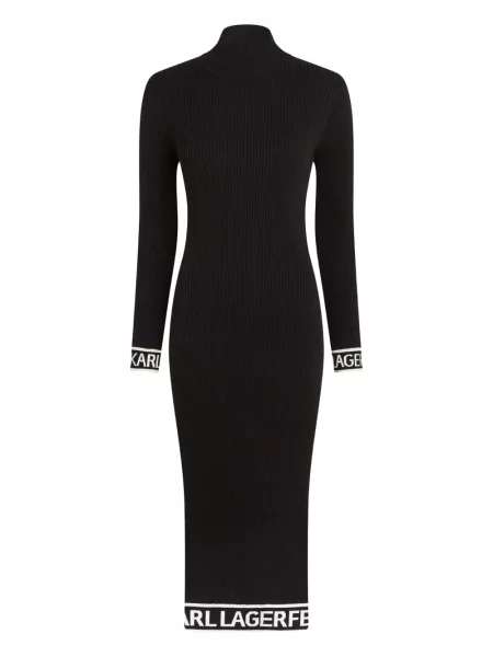 Rochie midi Karl Lagerfeld tricotate până la genunchi de costum negru