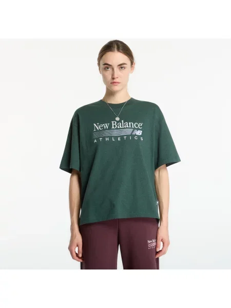 Tričko New Balance Trackside Oversized T-Shirt Nordic Green Heather L zelené