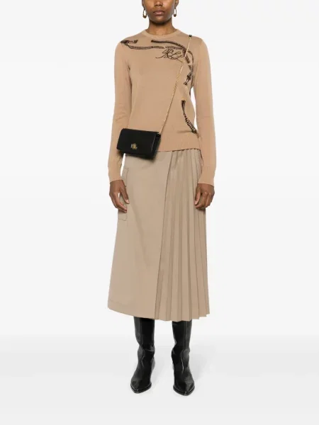 Кожена кожена чанта Lauren Ralph Lauren черно