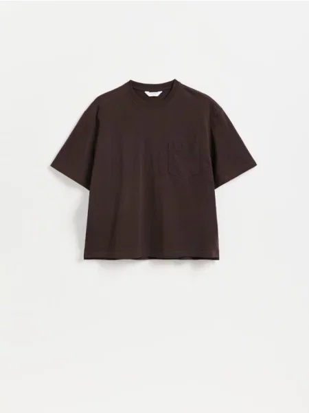 Reserved Tricou boxy maro-închis maro
