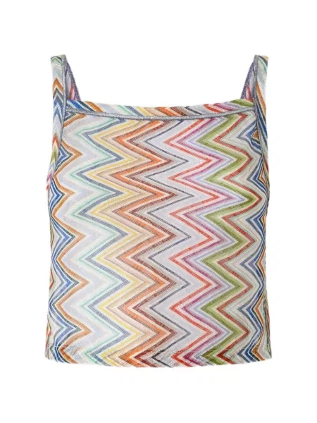 Top Missoni tricotate cu legături alb