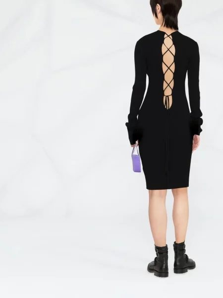 Šněrovací krajkové midi šaty Philipp Plein po kolena černé