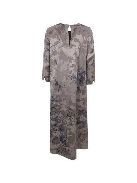 Rochie maxi Uma Wang cu imprimeu abstract din jacard gri