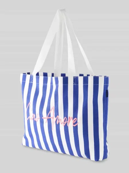 Torba stojąca z haftem z napisem Tom Tailor niebieska