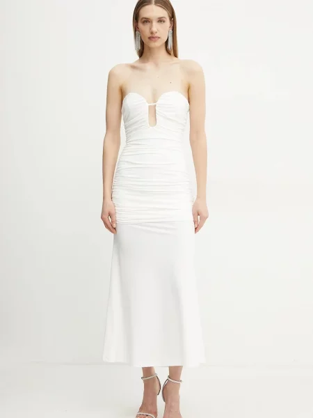 Bardot sukienka maxi dopasowana biały
