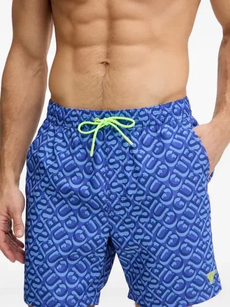 Slip de baie Guess cu imagine cu cordon albastru