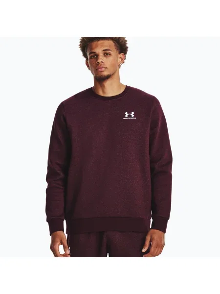 Мъжки суитшърт Under Armour Essential Fleece Crew тъмно кестеняво/бяло бяло