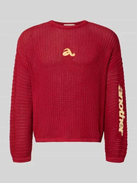 Sweter z dzianiny z detale z logo i okrągły dekolt Another Cotton Lab
