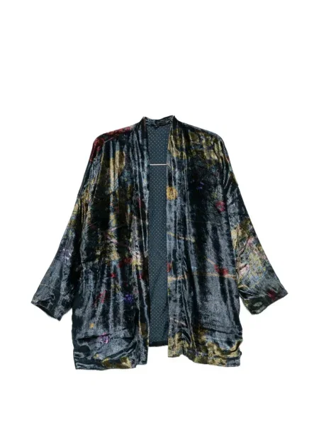 Geacă Yavi de catifea cu model floral albastru