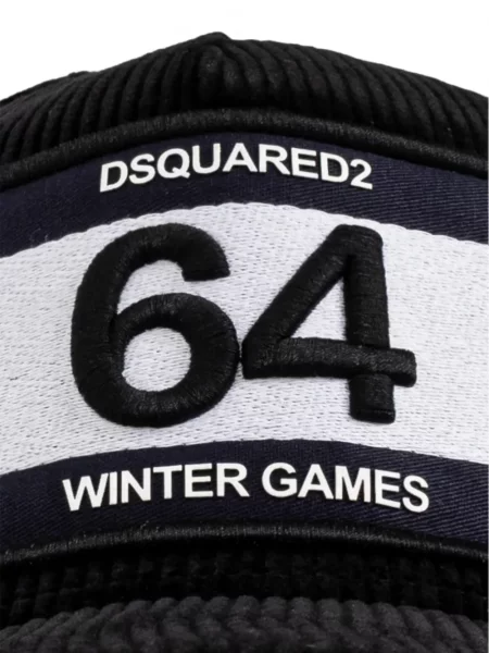 Șapcă Dsquared2 de catifea cord cu autograf negru