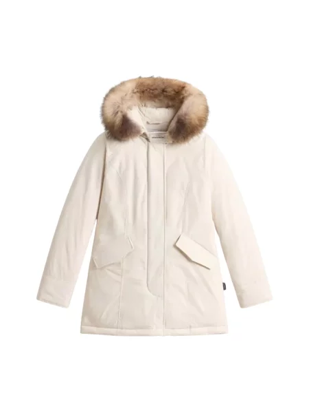 Parka Woolrich z kapturem beżowa