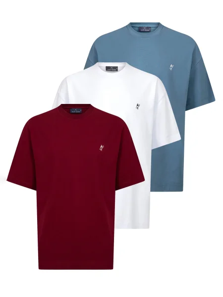 Jacey Quinn Majica svetlo modra / bordo bela