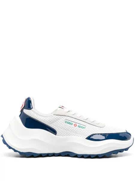 Sneakerși Casablanca cu șireturi din dantelă cu autograf alb