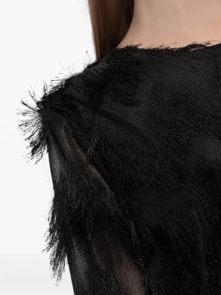 Rochie maxi Munthe cu franjuri lungă de costum negru