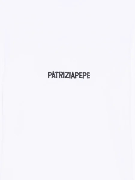 Дълго тениска Patrizia Pepe бродирана бяло