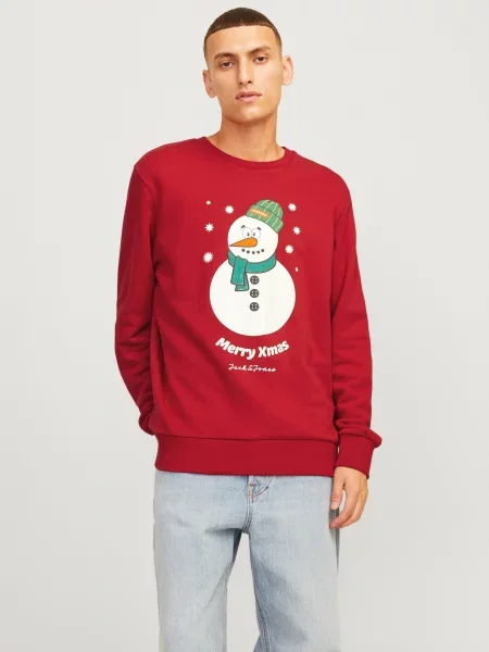 JACK & JONES Mikina JJXmas Jolly trstinová / oranžová / krvavo červená biela