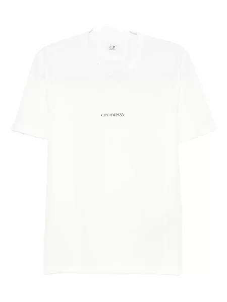 Tricou C.p. Company cu decolteu rotund alb