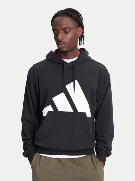 Суичър с качулка Adidas с качулка с принт черно